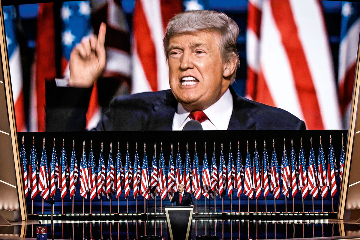 PRIMEIRO, A AMÉRICA - Trump pronunciou um dos mais longos discursos de nomeação da história