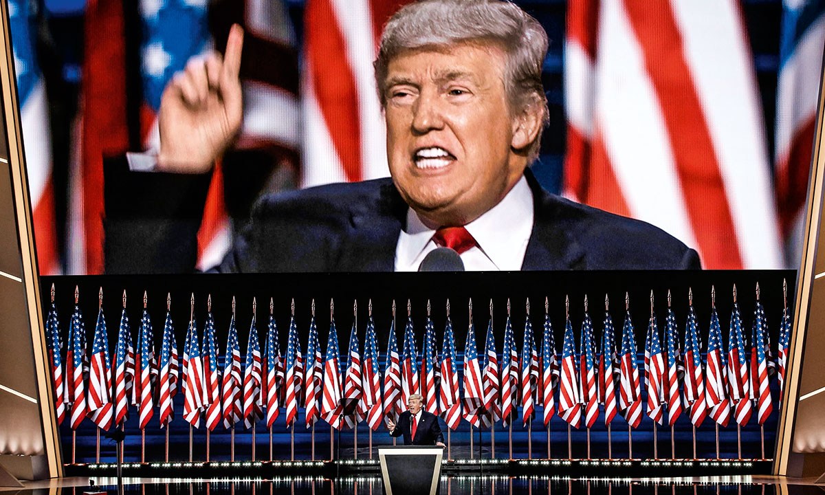 PRIMEIRO, A AMÉRICA - Trump pronunciou um dos mais longos discursos de nomeação da história