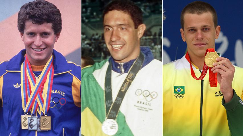 Três heróis da natação brasileira