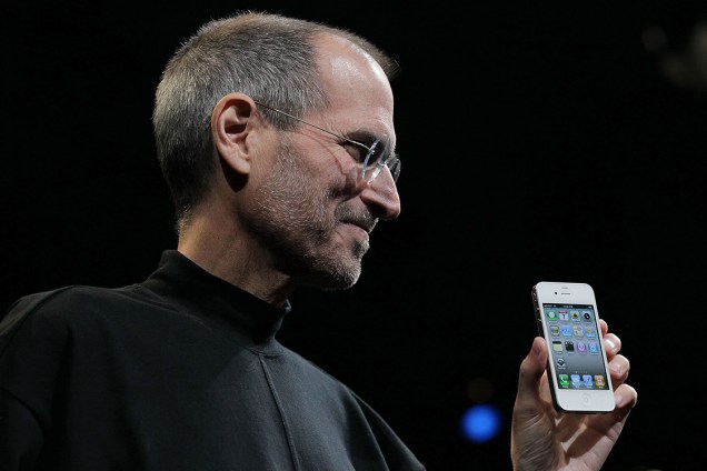 Steve Jobs durante o lançamento do iPhone 4 em 2009, em São Francisco
