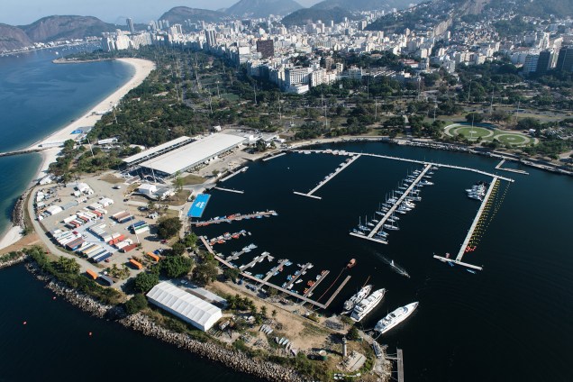 Vista aérea da Marina da Glória, que receberá os eventos de vela durante a Rio 2016