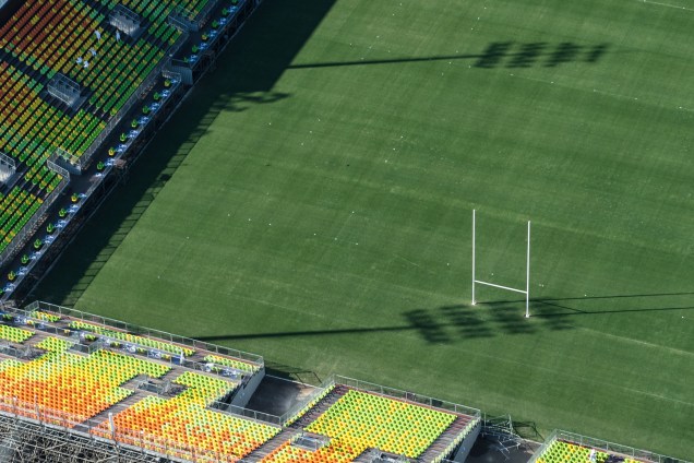 Vista aérea do Estádio Deodoro que irá hospedar o torneio de rugby durante a Rio 2016