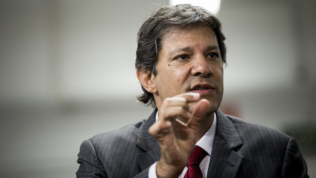O prefeito de São Paulo, Fernando Haddad durante coletiva de imprensa