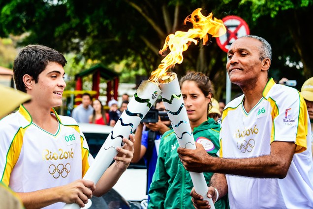 Neumar Antônio Candido , durante revezamento da tocha olímpica em Três Rios (RJ) - 29/07/2016