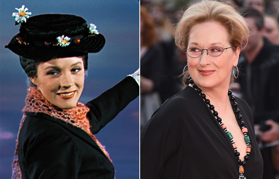 Personagem Mary Poppins e atriz Meryl Streep