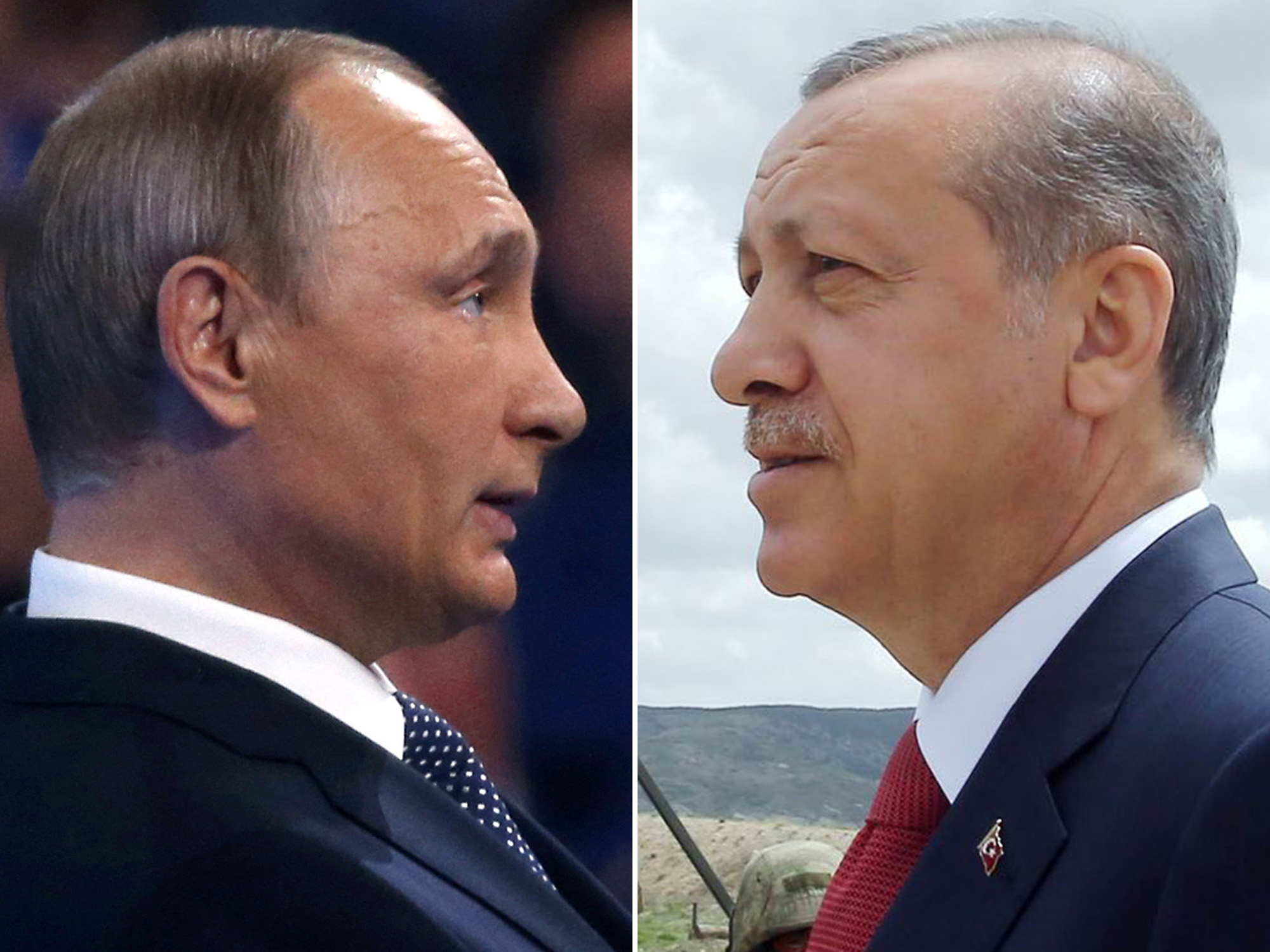 Presidente da Rússia, Vladimir Putin, e o presidente da Turquia, Recep Tayyip Erdogan