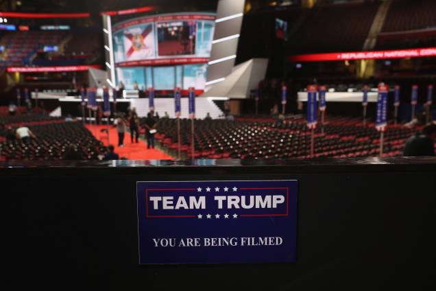 Placa marca a área que será destinada a familiares e personalidades que apóiam o candidato Donald Trump durante a Convenção Nacional do Partido Republicano em Cleveland, Ohio - 17/07/2016