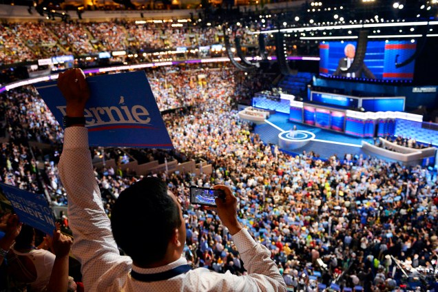 Delegado apoiador de Bernie Sanders, durante a Convenção Nacional do Partido Democrata americano, realizada na cidade da Filadélfia (EUA) - 25/07/2016