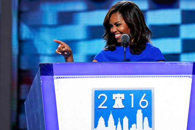 A primeira-dama dos Estados Unidos, Michelle Obama, discursa durante a Convenção Nacional do Partido Democrata americano, na Filadélfia (EUA) - 25/07/2016
