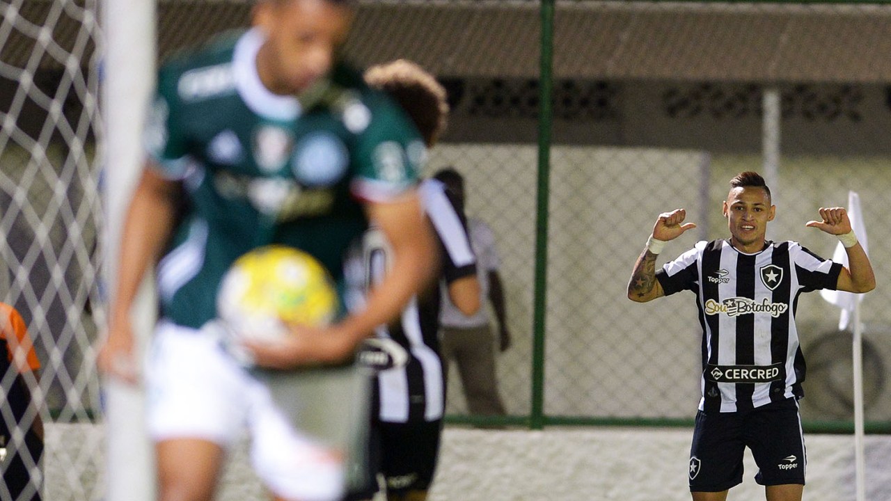 Neilton comemora gol durante Botafogo e Palmeiras