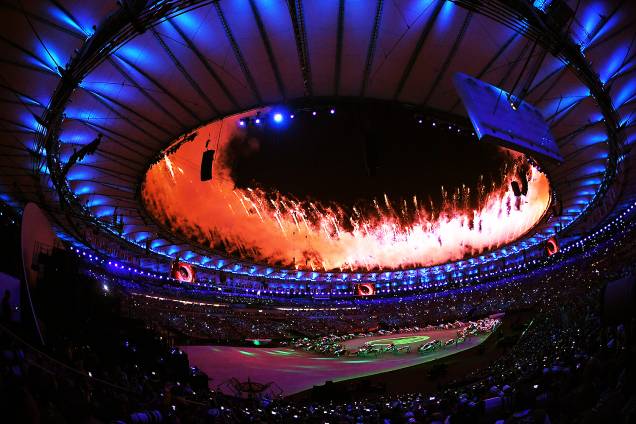 Cerimônia de abertura dos Jogos Olímpicos Rio 2016, no estádio do Maracanã