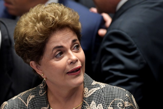 A presidente afastada Dilma Rousseff realiza discurso de defesa durante julgamento do processo de impeachment, no plenário do Senado Federal em Brasília - 29/08/2016