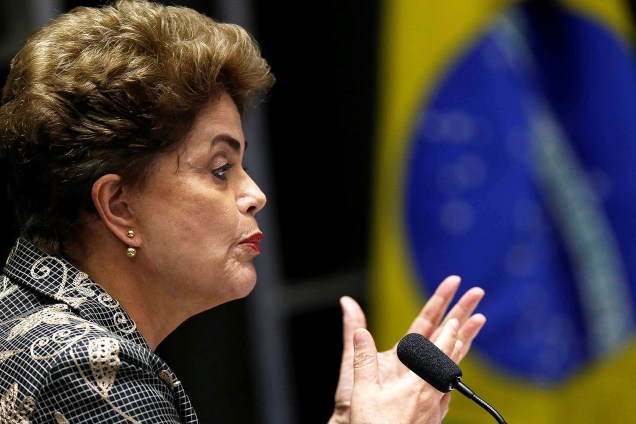 A presidente afastada, Dilma Rousseff, faz sua defesa durante sessão de julgamento do impeachment no Senado - 29/08/2016