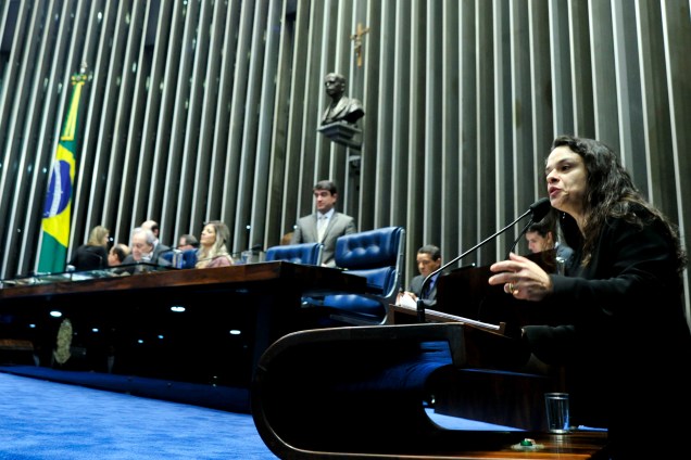 A advogada de acusação, Janaína Paschoal durante etapa final da sessão de julgamento do processo de impeachment da presidente afastada Dilma Rousseff, por crime de responsabilidade - 30/08/2016