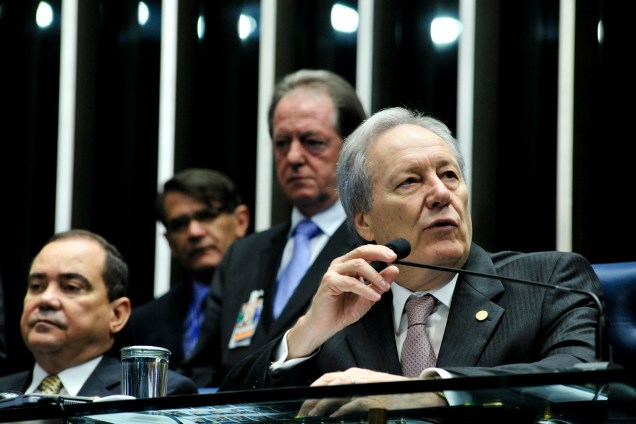 O presidente do STF, Ricardo Lewandowski durante sessão que trata do julgamento do processo de impeachment da presidente afastada Dilma Rousseff no Senado