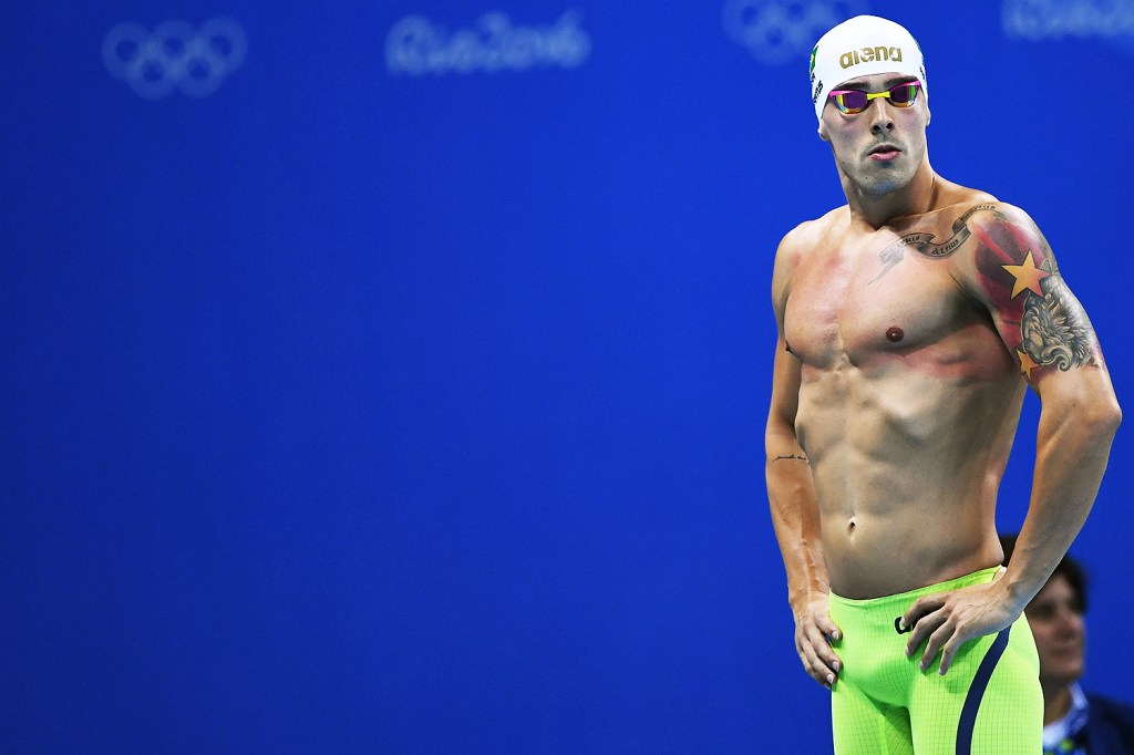 O nadador Bruno Fratus durante a prova dos 50m nado livre, nas Olimpíadas Rio 2016
