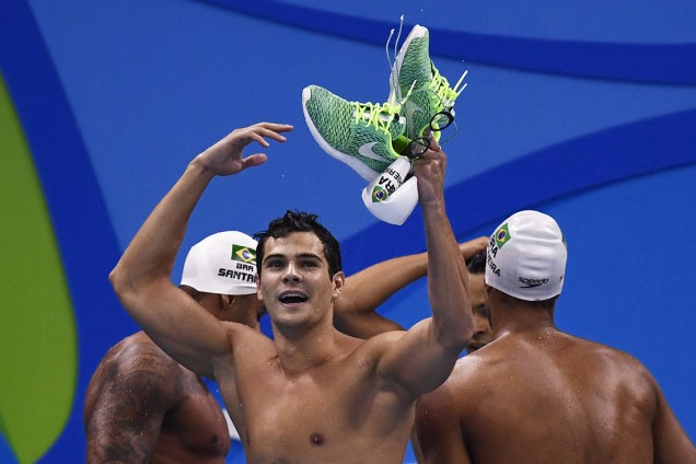Nadador Marcelo Chirighini participa da prova de 400m freestyle pela Rio 2016, no Estádio Aquático Olímpico no Rio de Janeiro