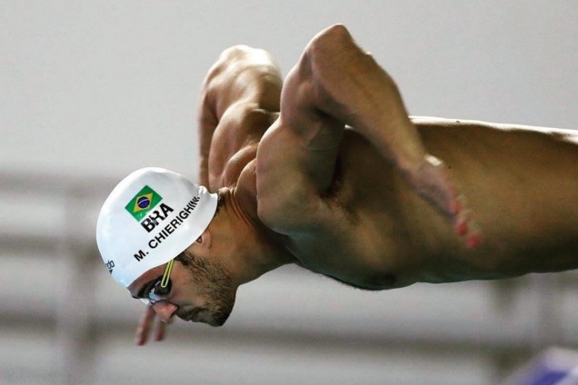 Nadador Marcelo Chierighini durante treinamento para a Rio-2016