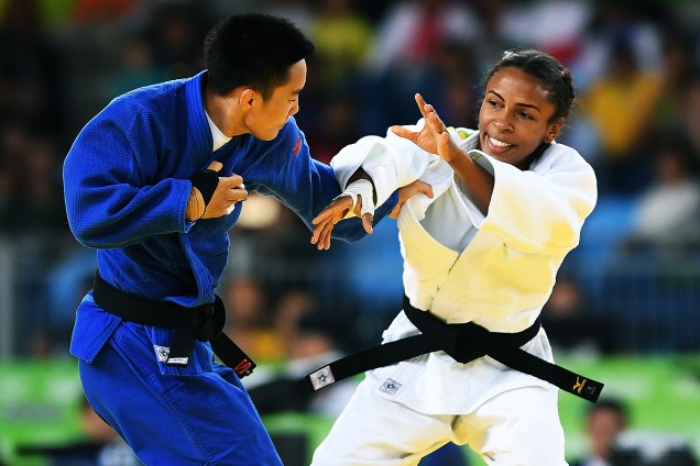 A judoca brasileira Érika Miranda, perde para a chinesa Ma Yingnan, nas quartas-de-final do judô feminino, categoria 52kg, realizada na Arena Carioca 2 - 07/08/2016