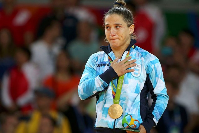 A argentina Paula Pareto conquista medalha de ouro no judô, após vencer a coreana Bokyeong Jeong, nos Jogos Olímpicos Rio 2016
