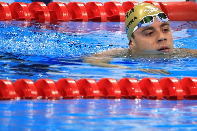 O brasileiro Thiago Pereira começa bem, mas não consegue medalha na prova de 200m nado medley, nas Olimpíadas Rio 2016