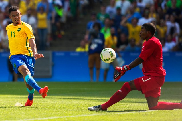 Gabriel Jesus durante partida entre Brasil e Honduras, válida pelas semifinais do torneio olímpico de futebol masculino, realizada no Estádio do Maracanã - 17/08/2016