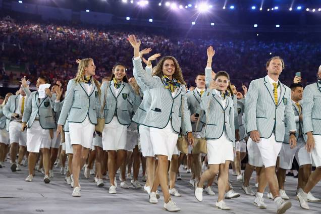 Delegação da Austrália durante a cerimônia de abertura dos Jogos Olímpicos Rio 2016, no estádio do Maracanã