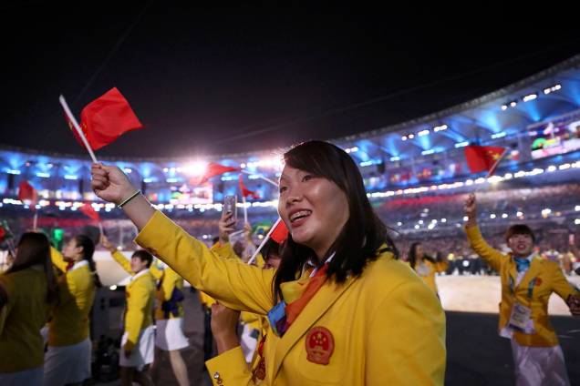 Delegação da China durante a cerimônia de abertura dos Jogos Olímpicos Rio 2016, no estádio do Maracanã