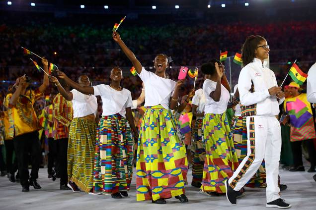 Delegação de Gana durante a cerimônia de abertura dos Jogos Olímpicos Rio 2016, no estádio do Maracanã