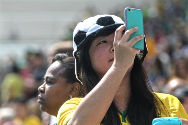 Torcedora durante partida entre Brasil e Canadá, válida pela disputa da medalha de bronze, realizada na Arena Corinthians, zona leste de São Paulo (SP) - 19/08/2016