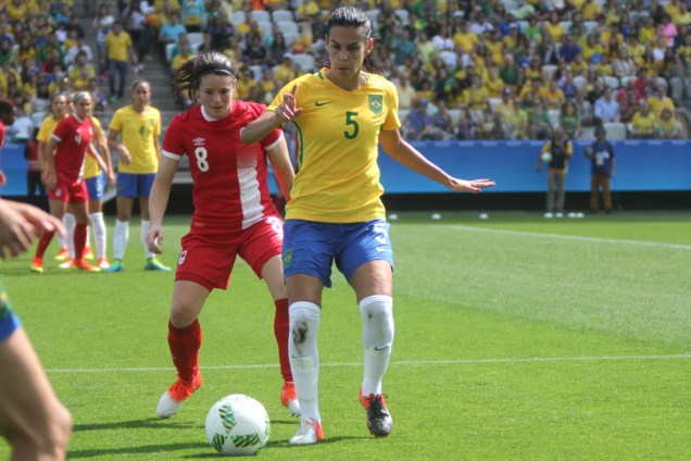 A jogadora Thaisa, durante partida entre Brasil e Canadá, válida pela disputa da medalha de bronze, realizada na Arena Corinthians, zona leste de São Paulo (SP) - 19/08/2016
