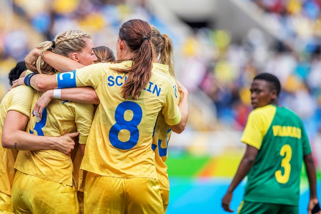 A Suécia venceu por 1 a 0 na primeira rodada da Rio-2016 a África do Sul, no estádio do Engenhão