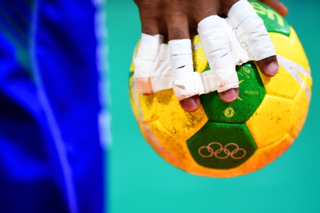 Partida entre Brasil e França, válida pelas quartas-de-final do handebol masculino, realizada na Arena do Futuro no Rio de Janeiro (RJ) - 17/08/2016