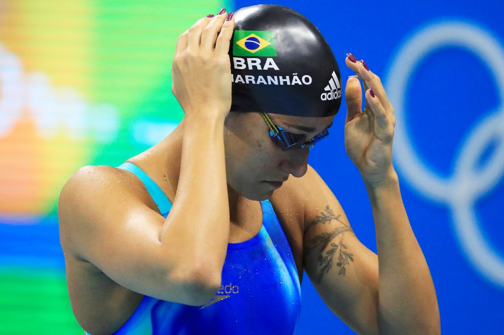 A nadadora brasileira Joanna Maranhão, se prepara para a prova dos 200m nado borboleta - 09/08/2016