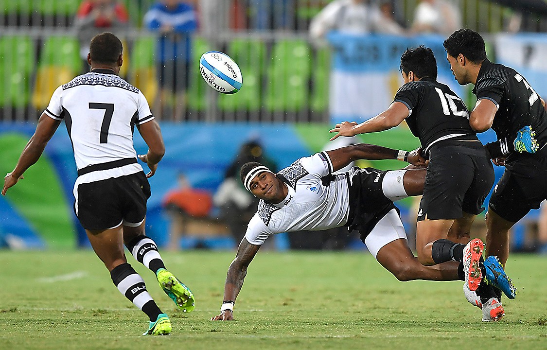 Partida de rugby masculino entre Fiji e Nova Zelândia, nos Jogos Olímpicos Rio 2016