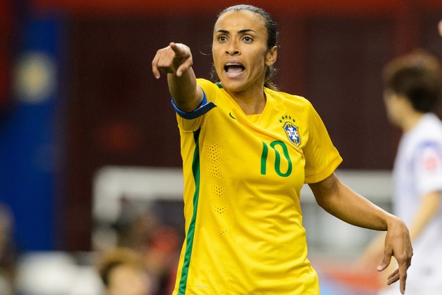 A brasileira Marta, durante partida da seleção feminina de futebol, contra a Coreia do Sul, na Copa do Mundo em Montreal, no Canadá - 09/06/2015