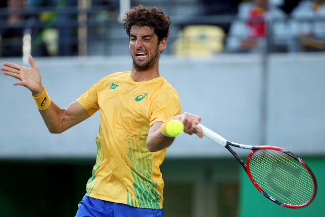 O tenista brasileiro Thomaz Bellucci durante partida de quartas de final contra o espanhol Rafael Nadal