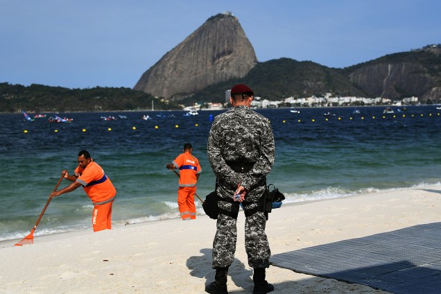 Vista da Marina da Glória, durante a prova de vela na Baía de Guanabara nos Jogos Olímpicos Rio 2016