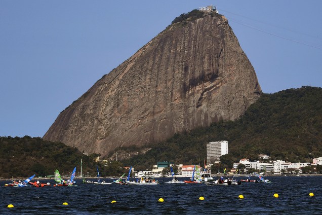 Vista da Marina da Glória, durante a prova de vela na Baía de Guanabara nos Jogos Olímpicos Rio 2016
