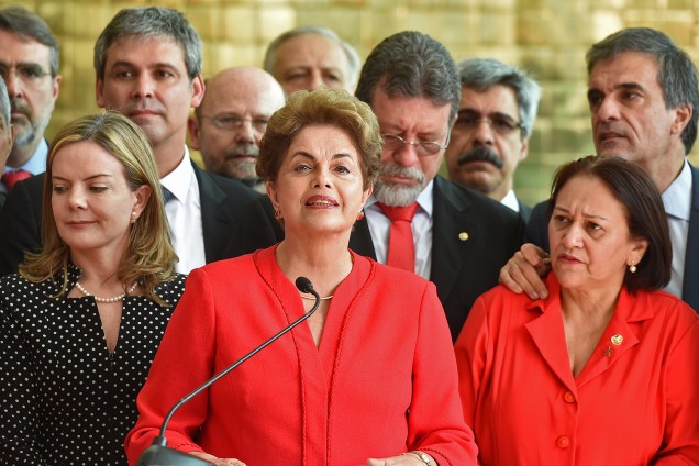 A ex-presidente Dilma Rousseff (PT) durante pronunciamento à imprensa no Palácio da Alvorada, residência oficial, em Brasília (DF) - 31/08/2016