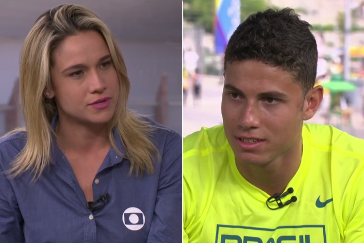 Fernanda Gentil entrevista Thiago Braz no 'Globo Esporte'