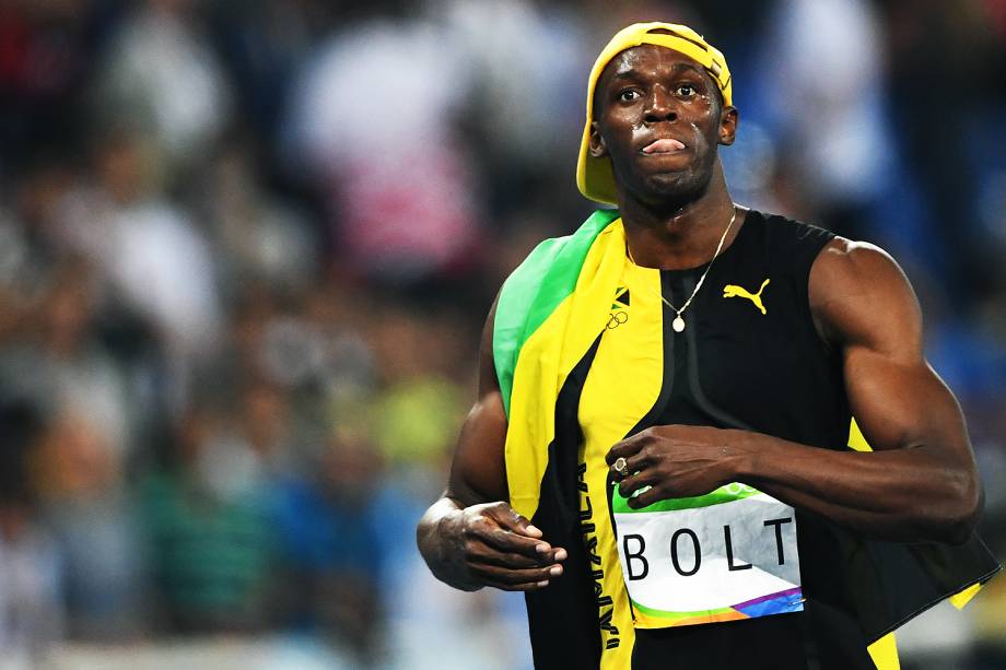 Usain Bolt comemora a conquista do tri olímpico nos 100m rasos