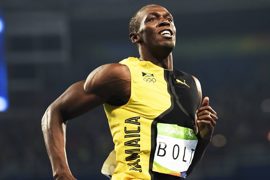 Usain Bolt comemora a conquista do tri olímpico nos 100m rasos