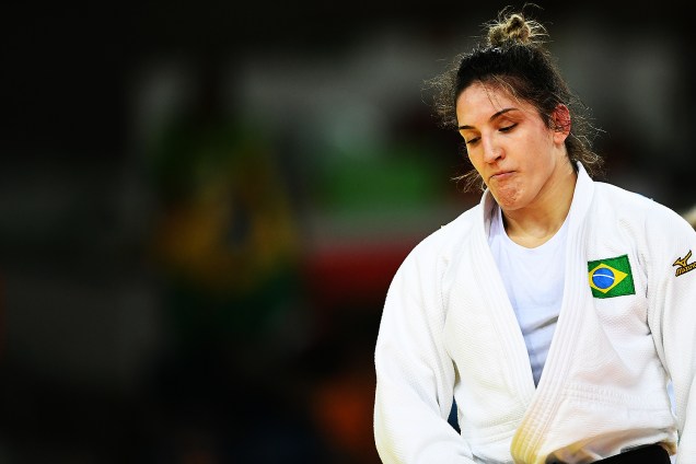 A judoca Mayra Aguiar vence a alemã Luise Malzahn , em luta válida pelas quartas-de-final do judô feminino, categoria até 78kg, na Arena Carioca 2 - 11/08/2016