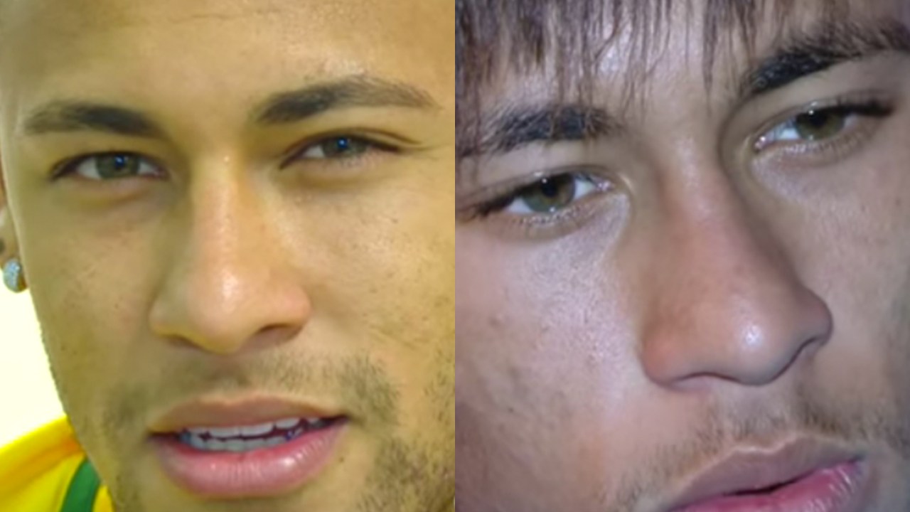 Neymar em 2016 e em 2012