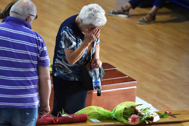 Funeral coletivo das vítimas do terremoto que atingiu a região central da Itália, no ginásio de Ascoli Piceno - 27/08/2016