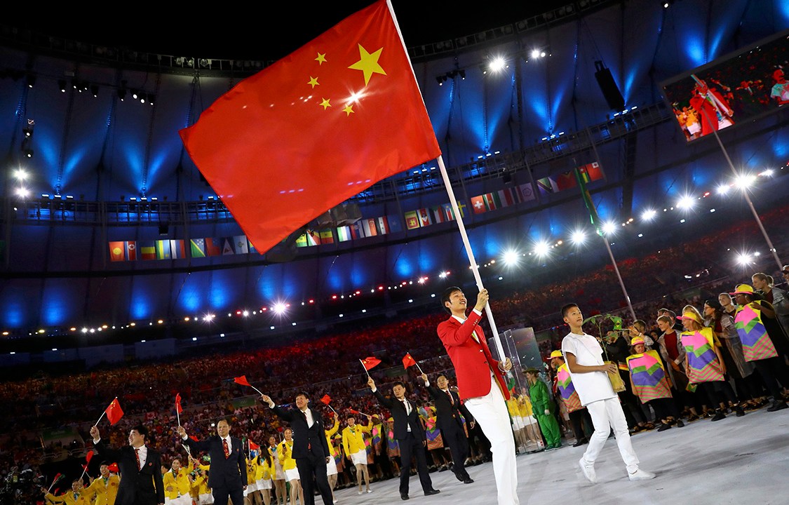 Delegação da China durante a cerimônia de abertura dos Jogos Olímpicos Rio 2016, no estádio do Maracanã