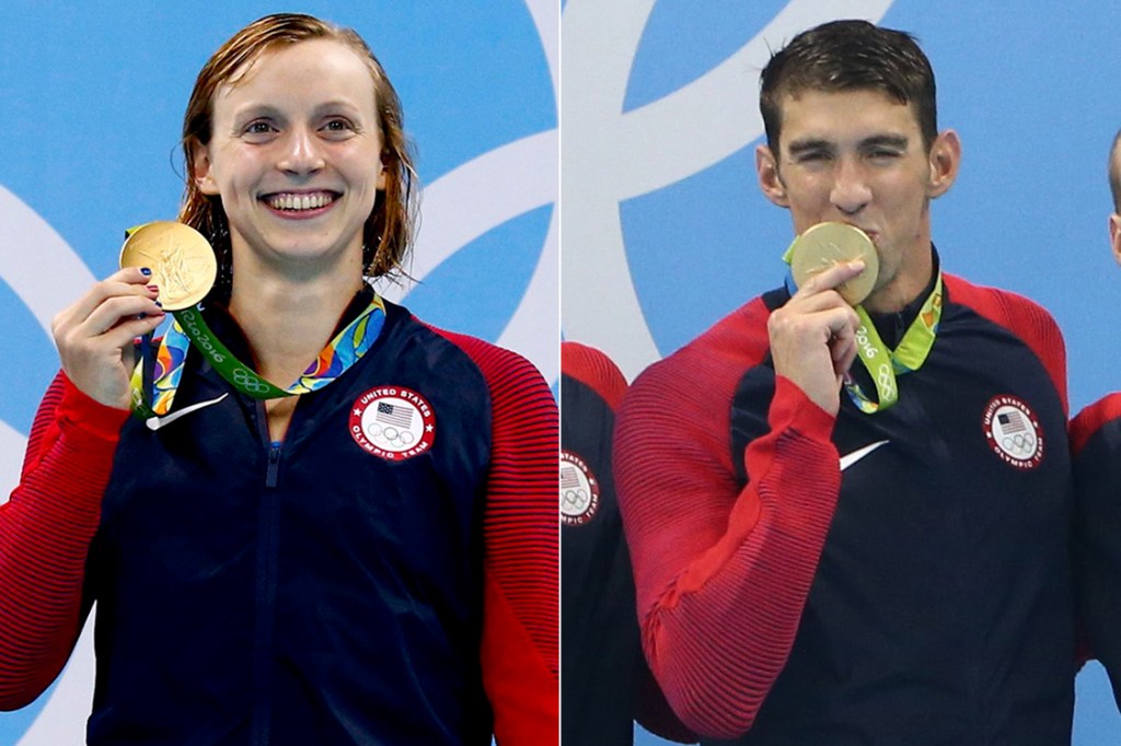Medalhistas Katie Ledecky e Michael Phelps
