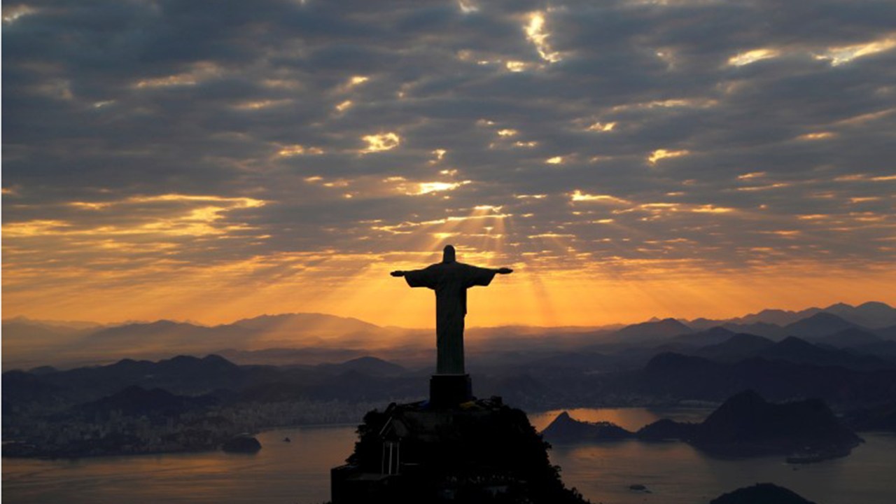 Vista geral do Cristo Redentor, no Rio de Janeiro
