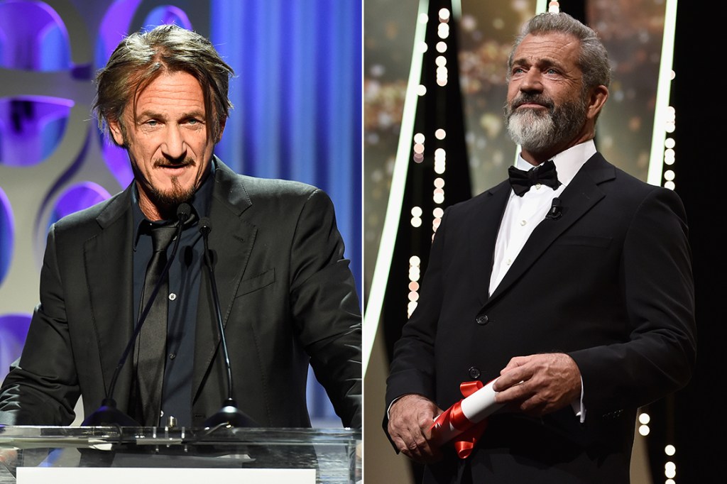 Atores Sean Penn e Mel Gibson